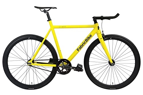 Bicicletas de carretera : FabricBike- Bicicleta Fixed, Fixie, Single Speed, Cuadro y Horquilla Aluminio, Ruedas 28", 4 Colores, 3 Tallas, 9.45 kg Aprox. (Light Matte Yellow, S-50cm)