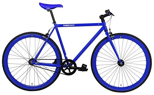 Bicicletas de carretera : FabricBike- Bicicleta Fixie Azul, pion Fijo, Single Speed, Cuadro Hi-Ten Acero, 10Kg (Fully Blue, S-49cm)
