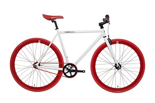 Bicicletas de carretera : FabricBike- Bicicleta Fixie Blanca, pion Fijo, Single Speed, Cuadro Hi-Ten Acero, 10Kg (M-53cm, Space White & Red)