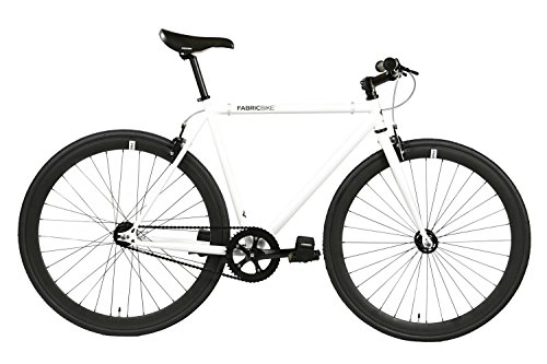 Bicicletas de carretera : FabricBike- Bicicleta Fixie Blanca, piñon Fijo, Single Speed, Cuadro Hi-Ten Acero, 10Kg (M-53cm, Space White & Black)