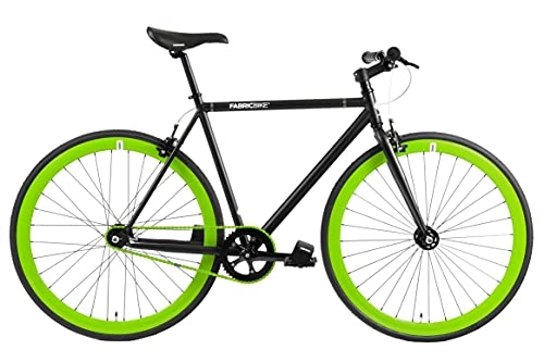 Bicicletas de carretera : FabricBike- Bicicleta fixie, piñon fijo, Single Speed, cuadro Hi-Ten acero, 10, 45 kg. (Talla M) (L-58cm, Matte Black & Green)