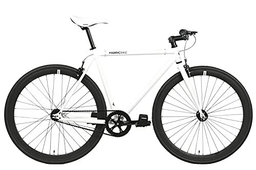 Bicicletas de carretera : FabricBike- Bicicleta Fixie, piñon Fijo, Single Speed, Cuadro Hi-Ten Acero, 10, 45 kg. (Talla M) (L-58cm, Space White & Black)