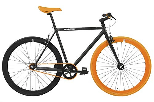 Bicicletas de carretera : FabricBike- Bicicleta Fixie, piñon Fijo, Single Speed, Cuadro Hi-Ten Acero, 10, 45 kg. (Talla M) (S-49cm, Black & Orange 2.0)