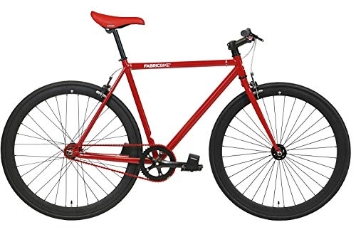 Bicicletas de carretera : FabricBike- Bicicleta Fixie, piñon Fijo, Single Speed, Cuadro Hi-Ten Acero, 10, 45 kg. (Talla M) (S-49cm, Red & Black)