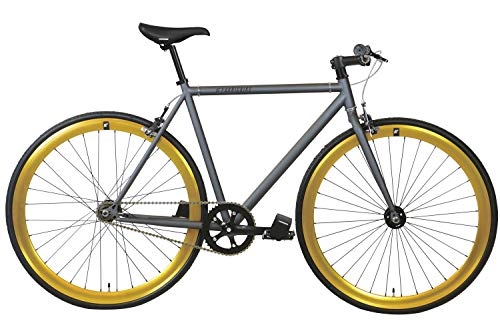 Bicicletas de carretera : FabricBike- Bicicleta Fixie, piñon Fijo, Single Speed, Cuadro Hi-Ten Acero, 10Kg (S-49cm, Graphite & Gold)