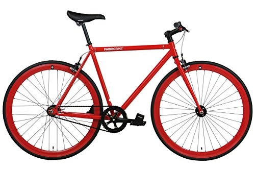 Bicicletas de carretera : FabricBike- Bicicleta Fixie roja, pion Fijo, Single Speed, Cuadro Hi-Ten Acero, 10Kg