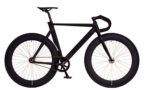 Bicicletas de carretera : FK Cycling Bicicleta Fixie Aluminio derail llanta 70mm Negra (Drop, S 490)