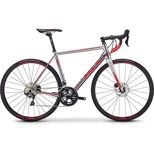 Bicicletas de carretera : Fuji Roubaix 1.3 Disc Road Bike 2019 - Bicicleta de carretera (49 cm, 700 c), color plateado y rojo