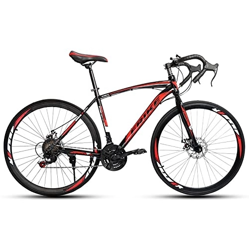 Bicicletas de carretera : GX.KNIFE Bicicleta De Carretera 700C, Bicicleta Profesional De Competición para Adultos Acero con Alto Contenido De Carbono, Desviador De 21 Velocidades Y Frenos De Disco Dobles, Rojo