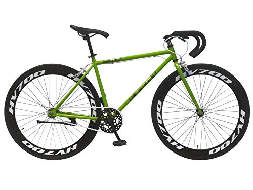 Bicicletas de carretera : Helliot Bikes Fixie Brooklyn H36 Bicicleta Deportiva, Unisex Adulto, Verde, Estandar