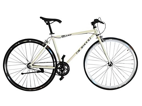 Bicicletas de carretera : Helliot Bikes Fixie Tribeca H18 Bicicleta Urbana, Unisex Adulto, Blanco, Estandar