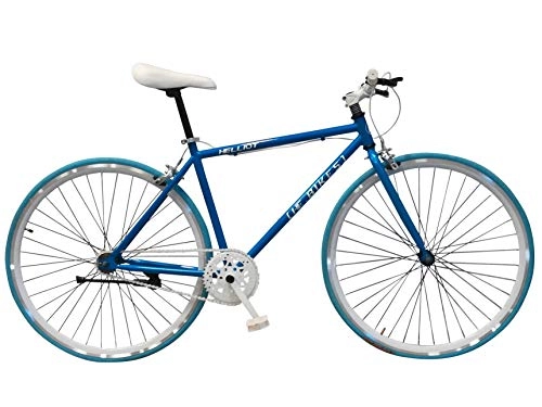 Bicicletas de carretera : Helliot Bikes Soho 07 Bicicleta Fixie Urbana, Adultos Unisex, Azul Marino, M-L