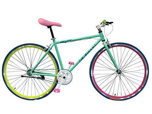 Bicicletas de carretera : Helliot Bikes Soho 14 - Bicicleta Fixie Urbana, Unisex Adulto, Verde, M-L