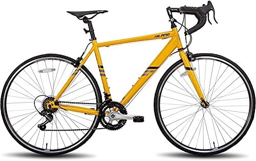 Bicicletas de carretera : Hiland Bicicleta de Carretera 700c Bicicleta de Ciudad Commuter con Marco de Acero Shimano 14 velocidades, Color Amarillo…