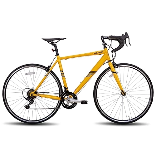 Bicicletas de carretera : Hiland Bicicleta de Carretera 700c de Acero City Commuter con 14 velocidades, Color Amarillo…
