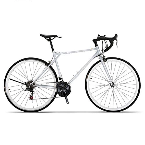 Bicicletas de carretera : HLMIN-Bicicletas 21 Velocidad De Acero con Alto Contenido De Carbono Carretera Bicicleta Deportiva Ocio Material Sinttico 700c (Color : White, Size : 21Speed)