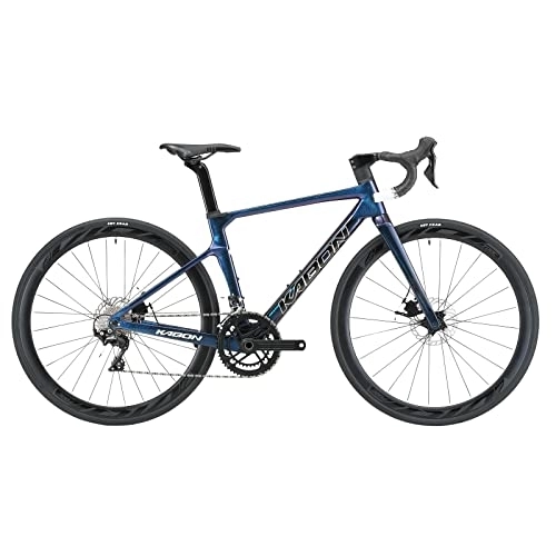 Bicicletas de carretera : KABON Bicicleta de Carretera de Carbono, 700C Bicicleta de Carreras de Carbono con Freno de Disco Shimano 105 de 22 velocidades para Hombres y Mujeres (Chameleon Blue, 53cm)