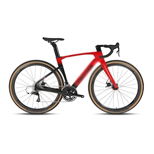 Bicicletas de carretera : KOOKYY Freno de disco para bicicleta de carretera, cable totalmente oculto, manillar de fibra de carbono (color: rojo, tamaño: 22_54 cm)