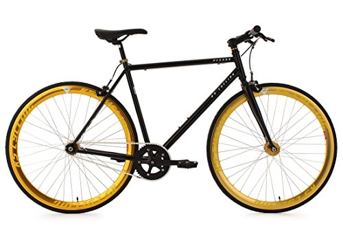 Bicicletas de carretera : KS Cycling 105R Pegado - Bicicleta de Carretera, Color Negro / Amarillo, Ruedas 28", Cuadro 59 cm