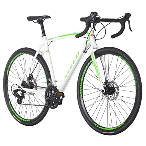 Bicicletas de carretera : KS Cycling Gravelbike 28'' Xceed Blanco y Verde RH, Adultos Unisex, 28 Zoll, 58 cm