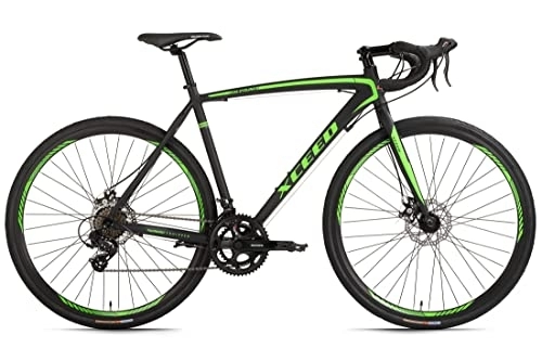 Bicicletas de carretera : KS Cycling Xceed Gravelbike Bicicleta de Carreras, Altura, Color Negro y Verde, Unisex Adulto, 28 Zoll, 54 cm