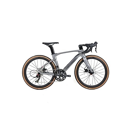 Bicicletas de carretera : Mens Bicycle Carbon Fiber Road Bike 22 Speed Disc Brake fit (Color : White) (Silver)