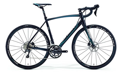 Bicicletas de carretera : Merida Ride 500 DISC - Bicicleta de carreras de 28 pulgadas, negro / azul (2016) 52 cm, 52