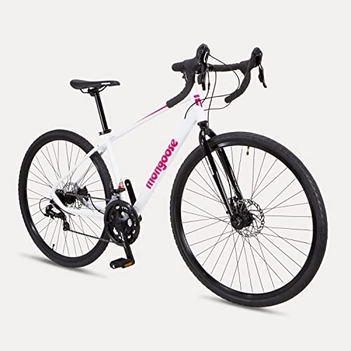 Bicicletas de carretera : Mongoose Define Gravel Bike, Unisex, Blanco, 17-Inch Frame