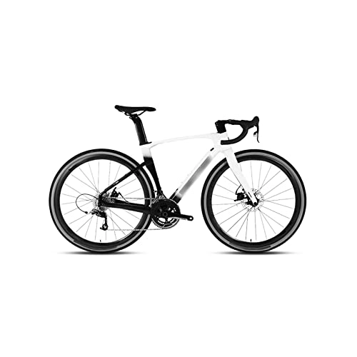 Bicicletas de carretera : TABKER Bicicleta de carretera manillar integrado de carbono oculto marco de cable interior grupo freno de disco (color: blanco, tamaño: pequeño)