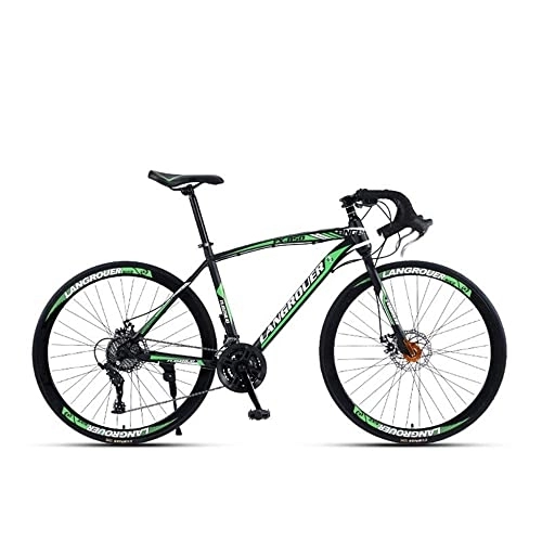Bicicletas de carretera : TAURU Bicicleta de montaña, bicicleta de carretera, bicicleta de montaña para mujer y hombre con marco de acero de alto carbono, freno de disco de absorción de impactos (24 pulgadas, verde)