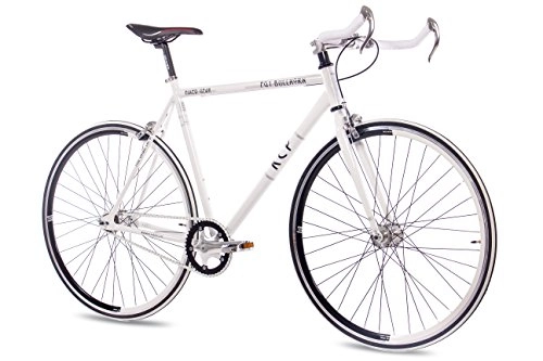 Bicicletas de carretera : Unbekannt '28 Pulgadas KCP FG Bullhorn Bicicleta de Carreras Blanco Single Speed Fixed Gear, tamaño Large, tamaño de Rueda 28.00 Inches