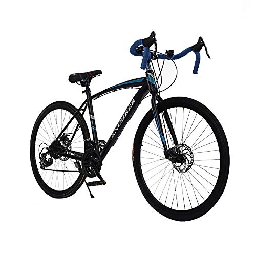 Bicicletas de carretera : Unisexo 26 Pulgadas Bicicleta de Carretera for Adultos amortiguadora de Golpes Doble Freno de Disco de 21 velocidades de transmisión Ciclo Ciclo (Color : Black, Size : 26inch)