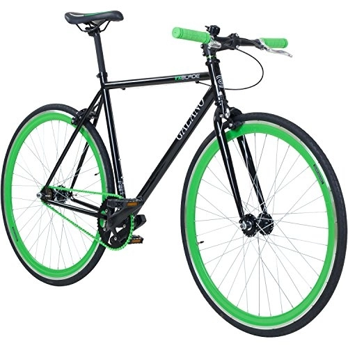 Bicicletas de carretera : Viking SingleSpeed Blade - Bicicleta monomarcha, tamaño de las ruedas: 28 pulgadas (71, 1 cm), color negro / verde, tamaño 53 cm, tamaño de cuadro 53.00 centimeters, tamaño de rueda 28.00 inches