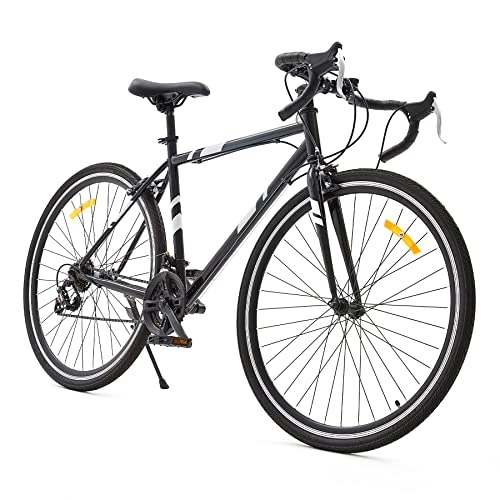 Bicicletas de carretera : VIRIBUS Bicicleta de Carretera 27.5’’ para Adultos Bicicleta de Gravel de 21 Velocidades con Doble Freno en V Bicicleta de Carretera de Acero de Alto Carbono para Hombres y Mujeres