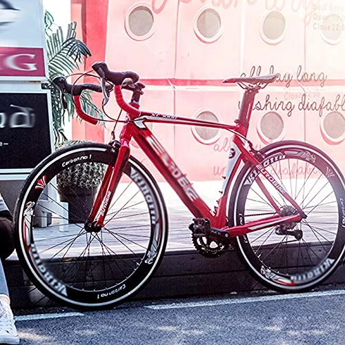 Bicicletas de carretera : WANYE Bicicleta De Carretera R2 700C Bicicleta De Carreras con Shimano 14 / 16 Velocidades Negro 49cm red-16 Speed