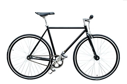 Bicicletas de carretera : WOO HOO BIKES - Bicicleta clásica negra de 19 pulgadas - Bicicleta de engranaje fijo, Fixie, bicicleta de pista (19 pulgadas)