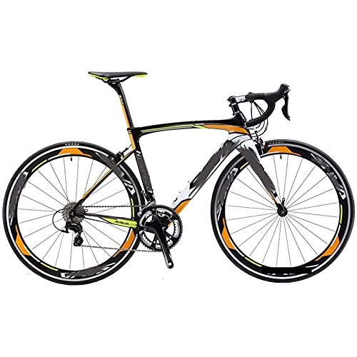 Bicicletas de carretera : WXXMZY Bicicleta De Montaña 700C Bicicleta De Carretera De Fibra De Carbono Bicicleta De Carretera con Horquilla Delantera (Color : Orange)