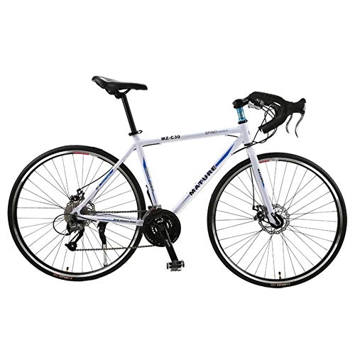 Bicicletas de carretera : YRXWAN Bicicleta de Carretera para Adultos, Bicicleta de Carreras para Hombres con Freno de Doble Disco, Bicicleta de Carretera con Marco de Acero de aleación de Aluminio, E, 27speed