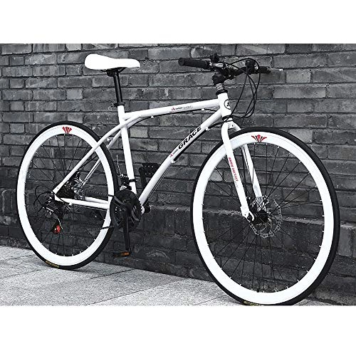 Bicicletas de carretera : YXWJ 24 Bicicletas de montaña Velocidad de Bicicletas Outroad for Adultos y Adolescentes de 24 / 26 Pulgadas en Blanco Negro 40 Spoke Edad Hombres y Mujeres viajan MTB (tamaño : 26 Inches)