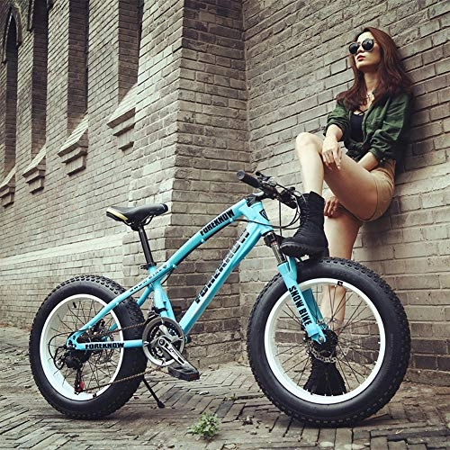 Bicicletas de montaña : 20In Mountain Bikes Dual Full Suspension para, Cuadro De Cola Suave De Acero con Alto Contenido De Carbono Horquilla Delantera De Resorte De Desaceleración Freno De Disco Mecánico, Azul, 7 Speed