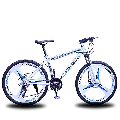 Bicicletas de montaña : 21 / 24 / 27 Velocidad 26 Pulgadas Montaña Bike-Dual Doual Disc Frenadores: Adecuado para Estudiantes Adultos Blanco Bicicleta Off-Road-24 velocidades