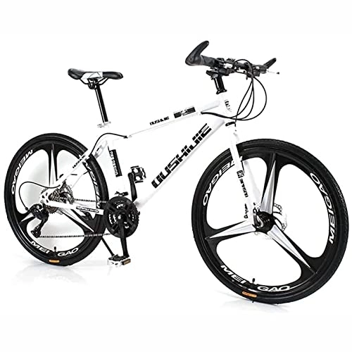 Bicicletas de montaña : 26 pulgadas Bicicleta de montaña para mujeres / hombres ligero 21 / 24 / 27 velocidades MTB adultos bicicletas marco de acero al carbono suspensión delantera, Blanco, 21 speed
