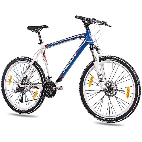 Bicicletas de montaña : 26 pulgadas MTB Mountain Bike Bicicleta CHRISSON allweger aluminio con 24 g Deore, Azul, Blanco Mate, color , tamaño 53 cm (Sw 73), tamaño de rueda 26.00 inches