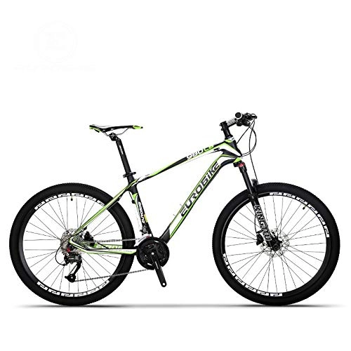 Bicicletas de montaña : 26 pulgadas variable de montaña adultos de fibra de carbono de bicicletas de suspensión de velocidad completa doble freno de disco Off-Road Bike adecuados deportes al aire libre, Verde, 30 speed