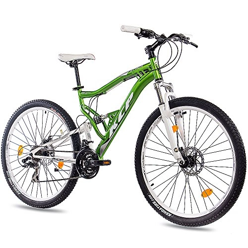 Bicicletas de montaña : 27, 5 pulgadas Mountain Bike Bicicleta KCP Attack Unisex con 21 velocidades Shimano TX Verde Blanco