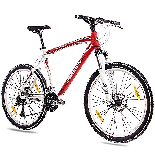 Bicicletas de montaña : 66.04 cm de montaña bicicleta CHRISSON ALLWEGER de aluminio con 24 G Deore rojo y blanco mate, color , tamaño 48 cm (Sw 13), tamaño de rueda 26 inches