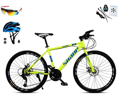 Bicicletas de montaña : AI-QX 26" - Bicicleta BTT de montaña para Hombre, 30 velocidades, Cuadro Aluminio, Frenos V-Brake, Amarillo