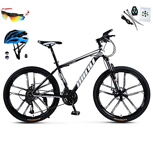 Bicicletas de montaña : AI-QX Bicicleta de montaña de 26", con Cambio 30 Marchas, Bicicleta de montaña, ciclocross, Horquilla de suspensión, Sistema de Frenos de Aceite Incluyendo Gafas y Casco.