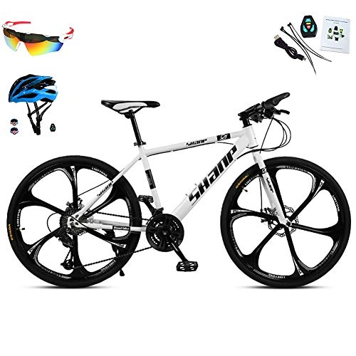 Bicicletas de montaña : AI-QX Bicicleta de montaña Hardtail de 26", con Cambio 30 Marchas, Bicicleta de montaña, ciclocross, Horquilla de suspensión, Frenos de Disco mecánicos, Blanco