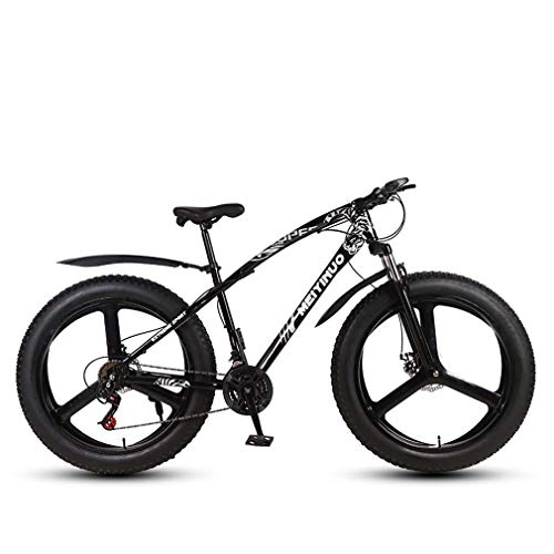 Bicicletas de montaña : AISHFP Bicicleta de montaña para Adultos Fat Tire, Bicicletas de Nieve de Velocidad Variable, Ruedas integradas de aleación de magnesio de 26 Pulgadas, Negro, 24 Speed